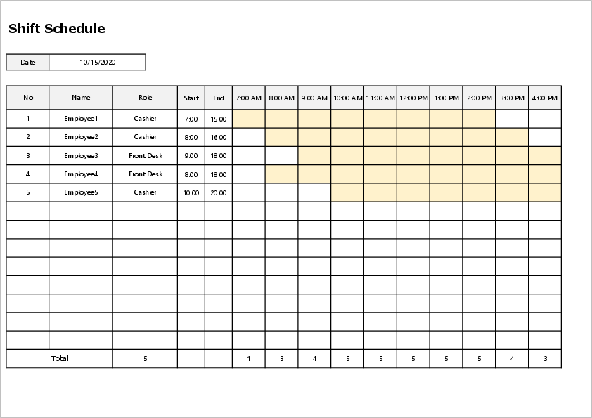 Free Employee Shift Schedule Template For MS Excel