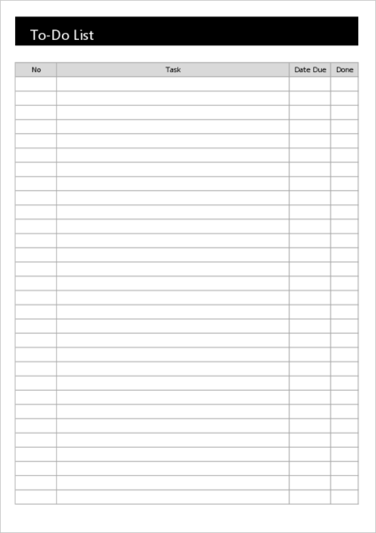 simple to do list template