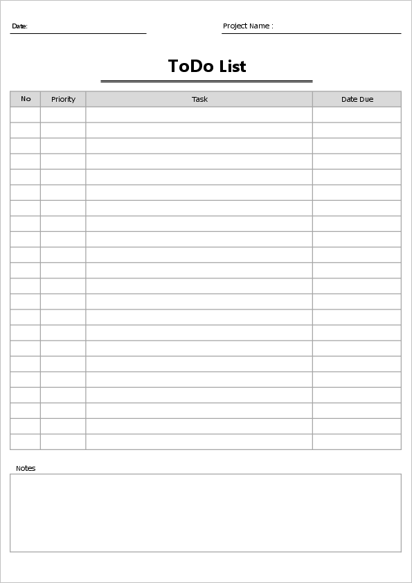 excel template todo list