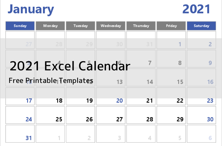 21 Excel Calendar Free Printable Templates