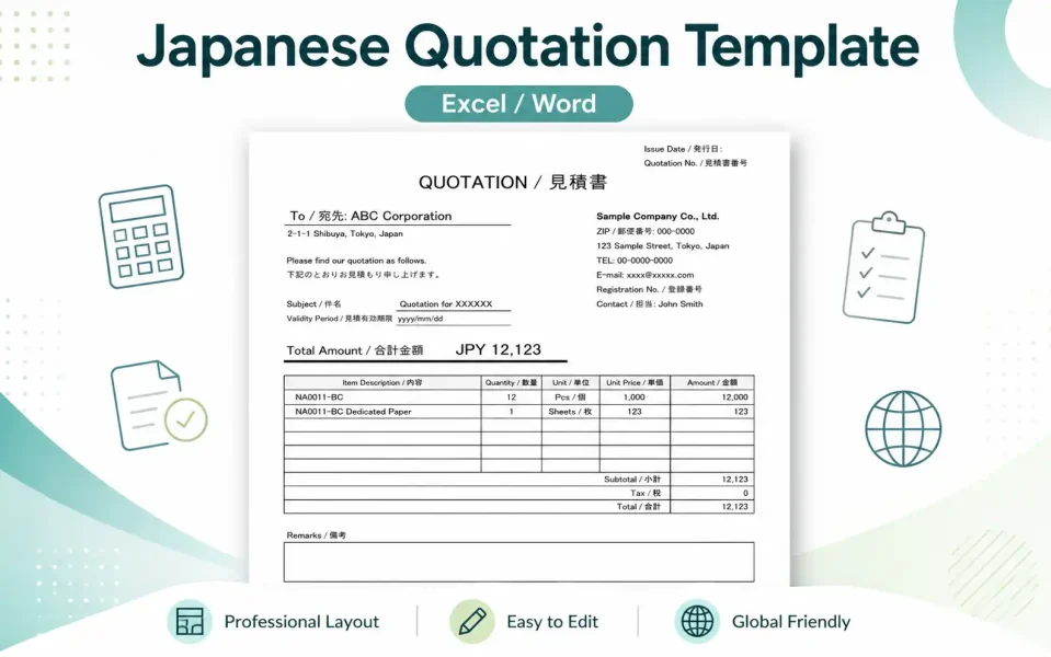 Japanese Quotation Template｜Free Excel and Word Downloads