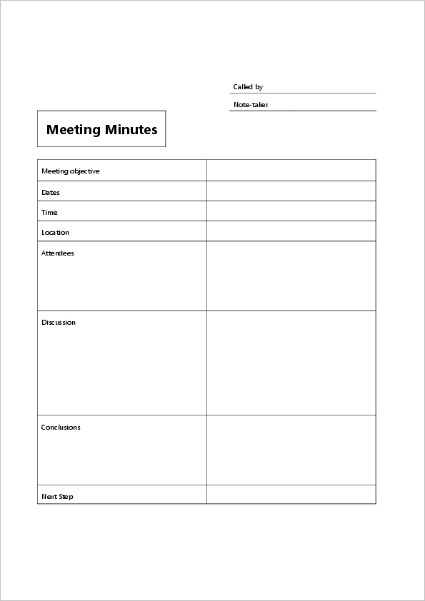 Printable Word Document Meeting Minutes Template Printable Templates Free