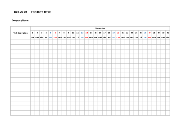 One Week Project Management Timeline Template01
