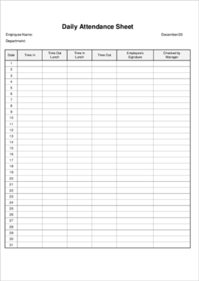 Attendance Sheet Templates | Free Excel Download