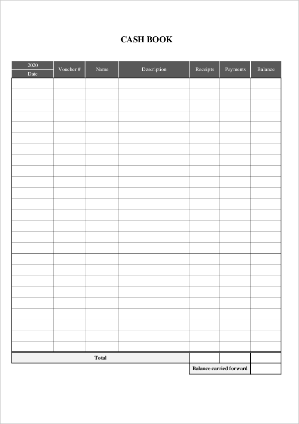 Free Cash Book Templates Download