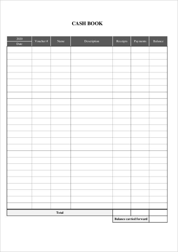 Cash Book Template For Excel Free Download