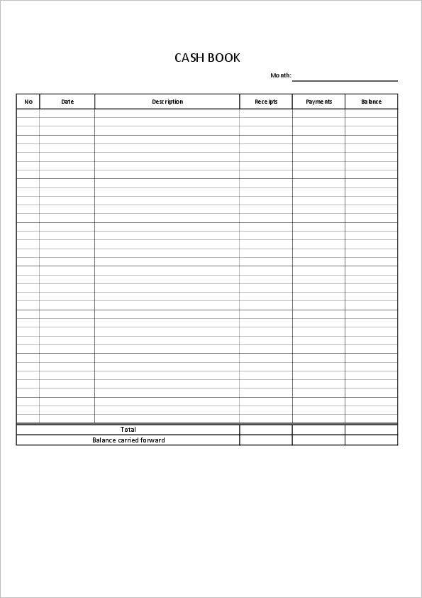 Cash Book Template for Excel Free Download
