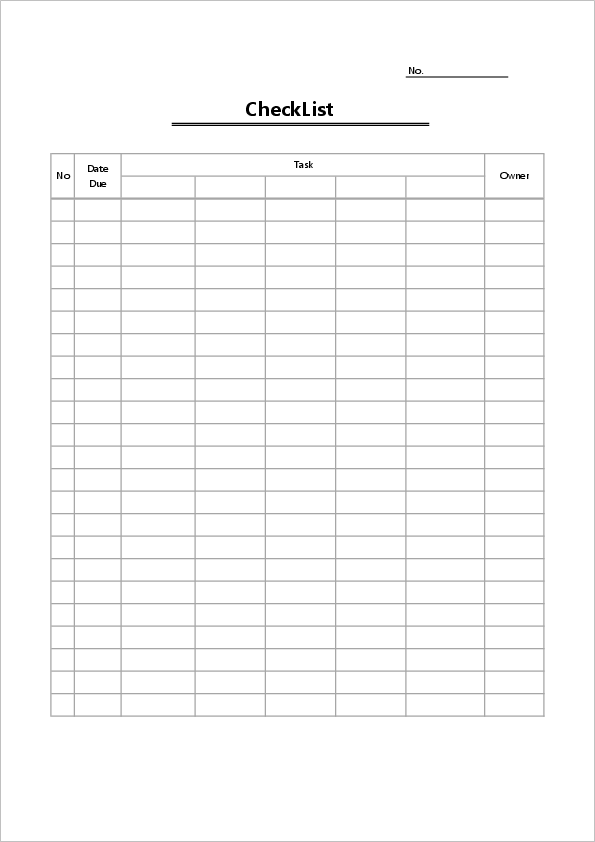 Checklist Template03 Free excel