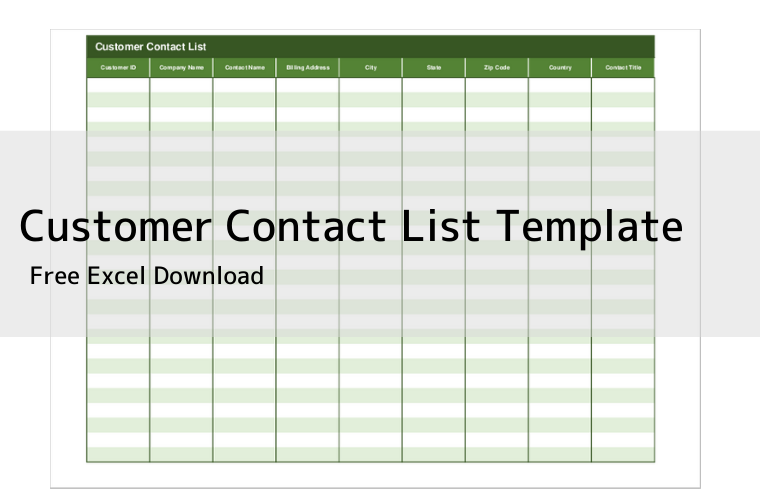 Excel Customer Contact Template