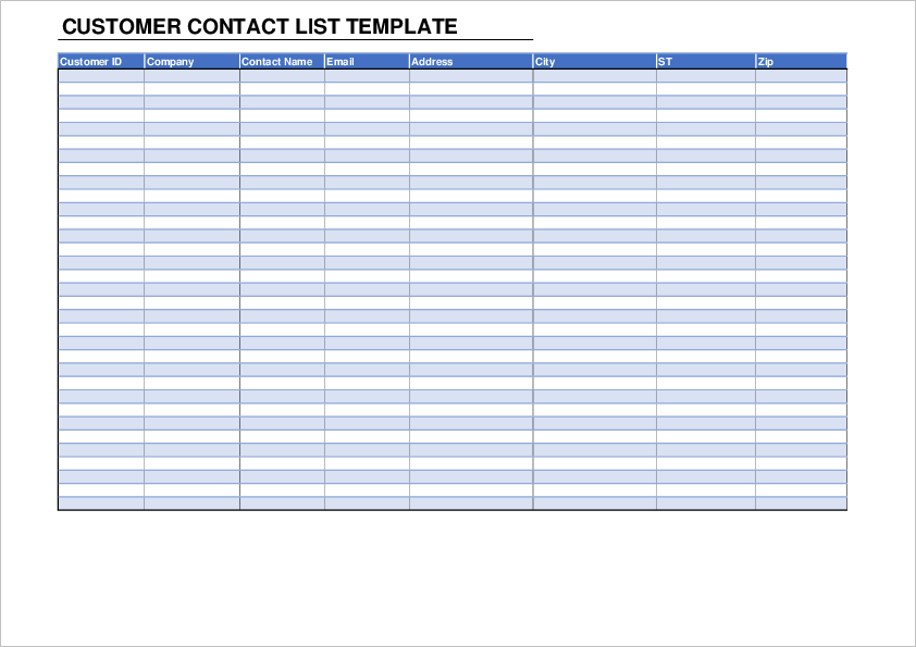 Customer Contact List Template01