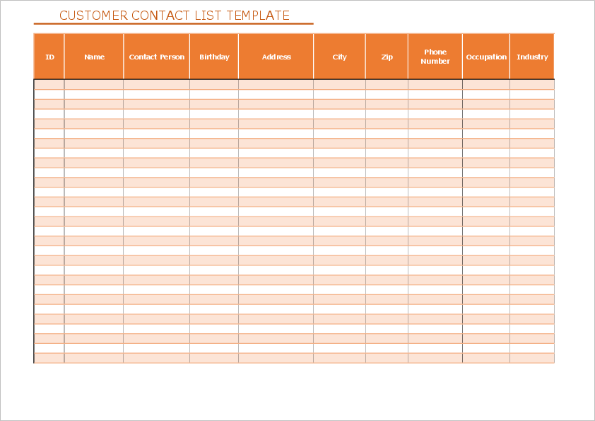 Free Customer Contact List Template for Excel