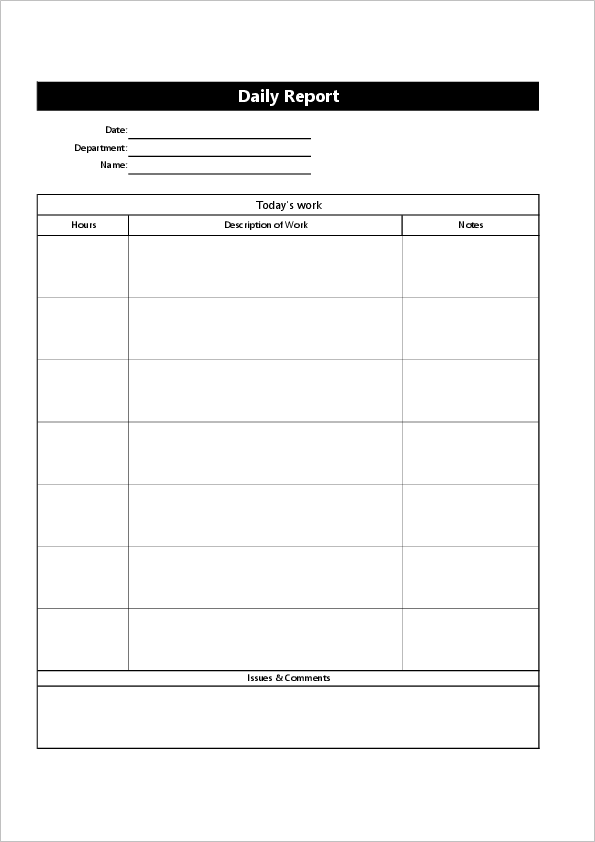 Daily Report Template | Sales & Business Free Excel Template