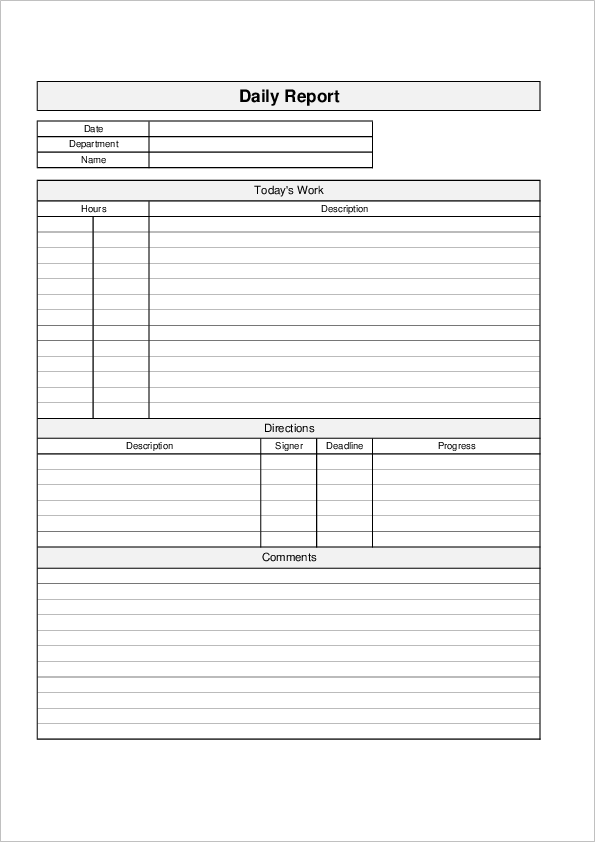 Daily Report Template05 Excel Free Download
