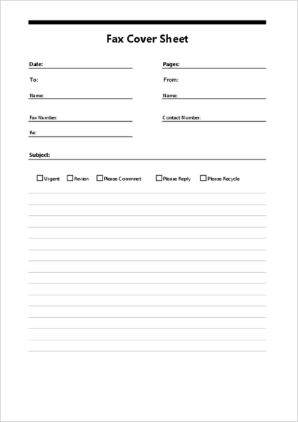 Fax cover sheet templates - download free excel templates