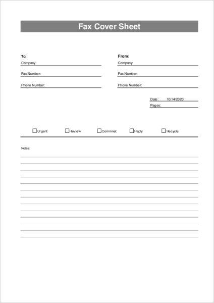 Fax cover sheet templates - download free excel templates