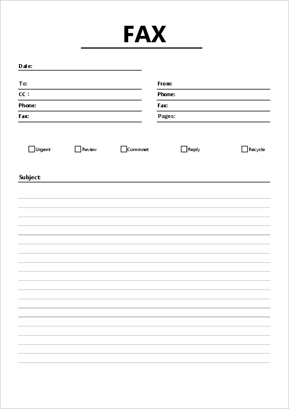 fax cover sheet free excel template10