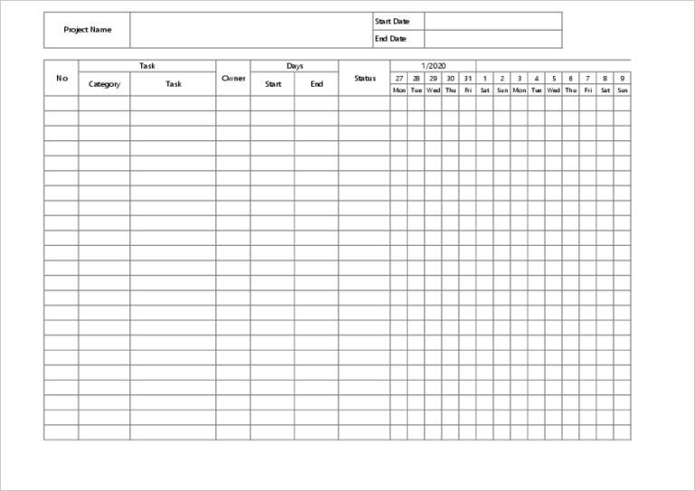 Simple Gantt Chart Template with Excel | Free Download