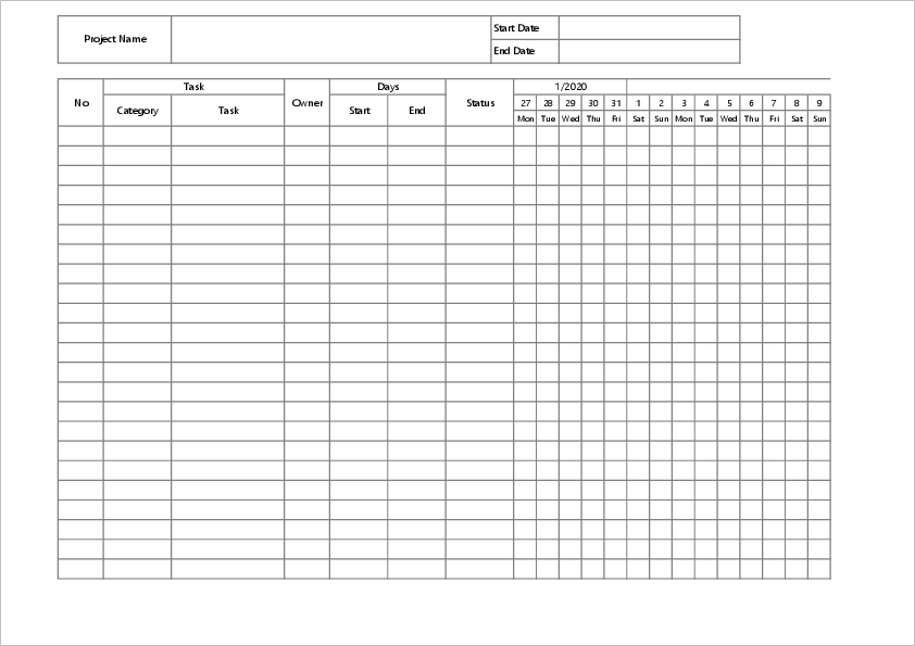 Simple Gantt Chart Template with Excel | Free Download