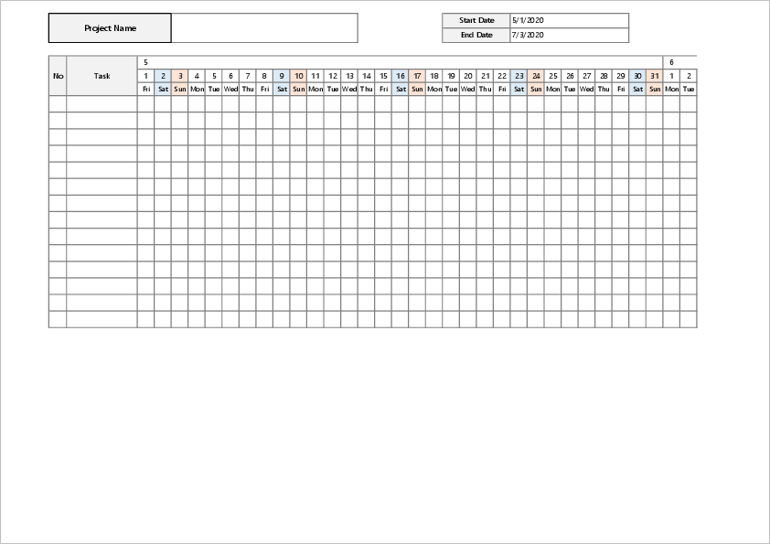 Blank Gantt Chart Template