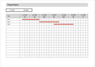 excell weekly project gantt planner