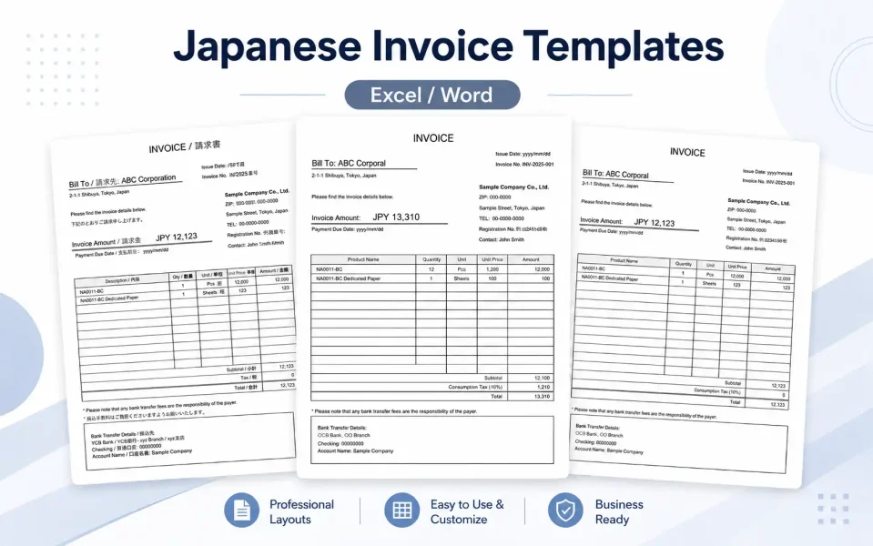 Japanese Invoice Templates | Free Excel and Word Downloads