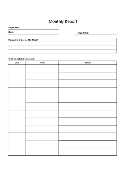 Monthly Report Templates | Excel Free download