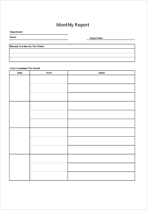 12 Monthly Report Templates Word Excel Formats