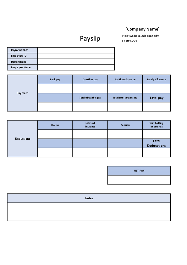 Payslip Templates Excel Free Download