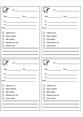 Phone message template excel02