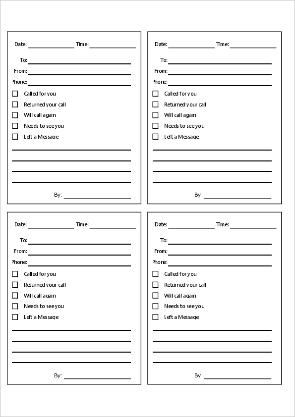 Free Printable Message Sheets - Printable Templates