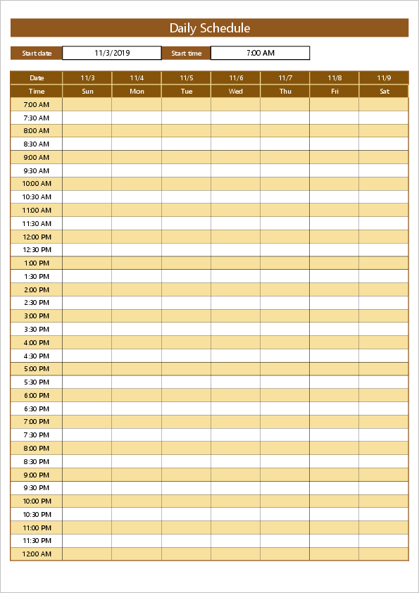 microsoft excel semmester schedule template