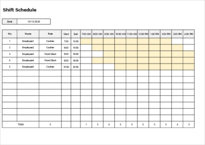 Free Employee Shift Schedule Template for MS-Excel