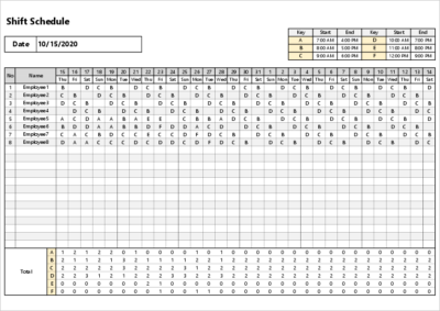 Free Employee Shift Schedule Template for MS-Excel