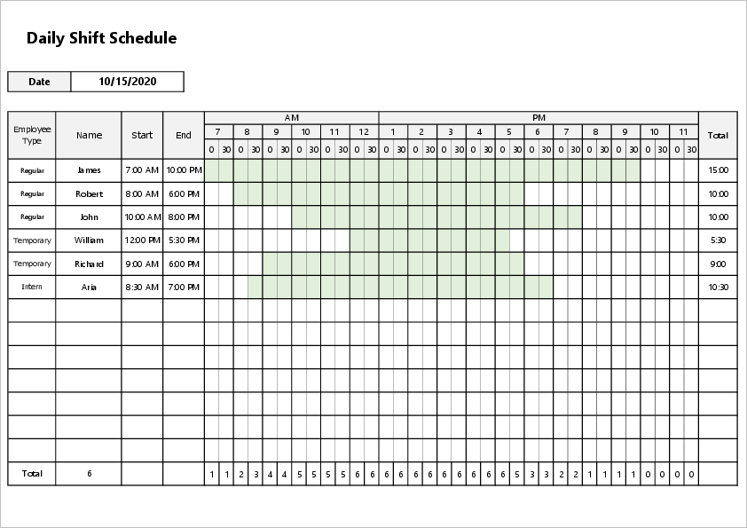 Free Employee Shift Schedule Template for MS Excel