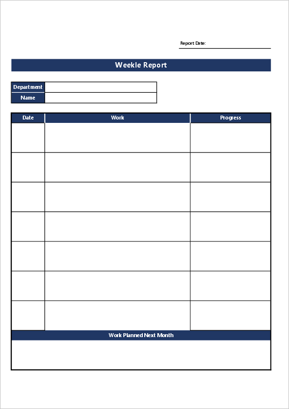 Weekly Report Template Excel Free Download