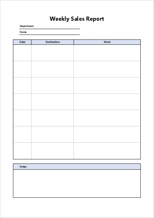 Free Report Templates Of Weekly Report Template Free Formats Excel Word