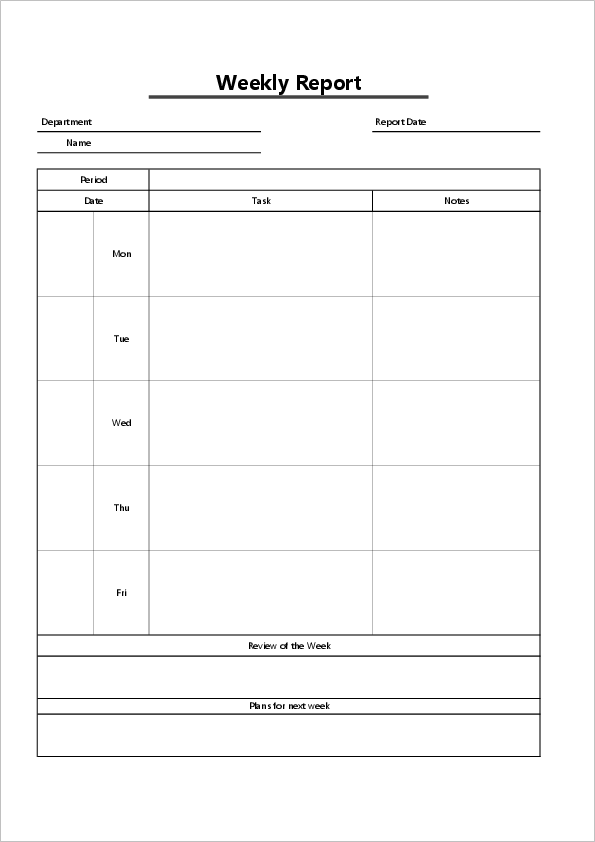 Weekly Report Templates Excel Free Download